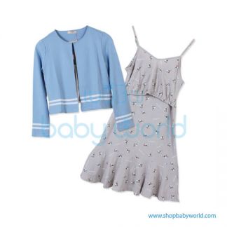Bearsland blue wrap+floral dress AA078 M(1)